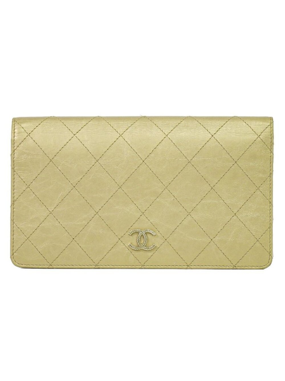 Chanel CC Logo Quilted Wallet Leather Gold